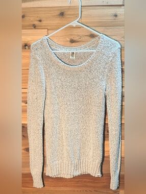 Scoop-Neck Knit Sweater By Roxy - Size S - Light Gray Color